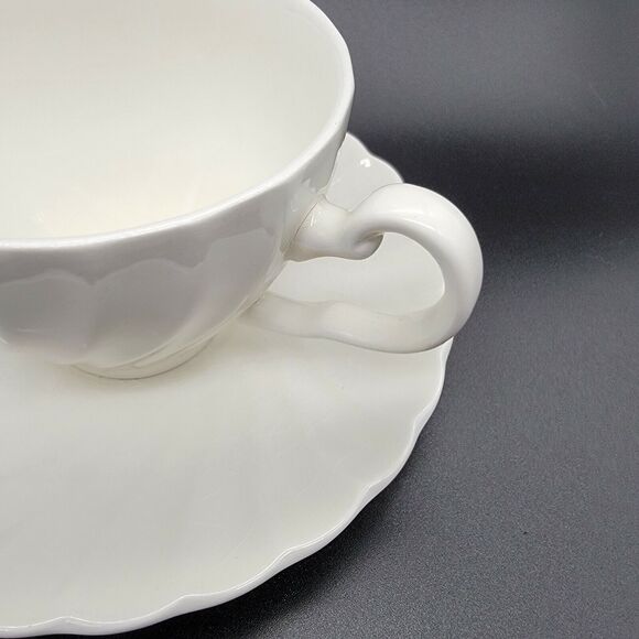 Johnson Bros. Regency Swirl White Tea Cup and Saucer Set - Picture 7 of 11